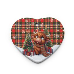 ScotsTee Shop Scottish MacGill Modern Clan Tartan Ceramic Ornament Cute Highland Cow Christmas