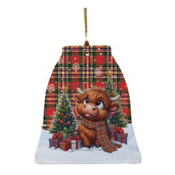 ScotsTee Shop Scottish MacGill Modern Clan Tartan Ceramic Ornament Cute Highland Cow Christmas