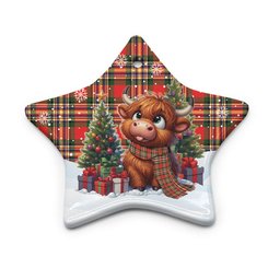 ScotsTee Shop Scottish MacGill Modern Clan Tartan Ceramic Ornament Cute Highland Cow Christmas