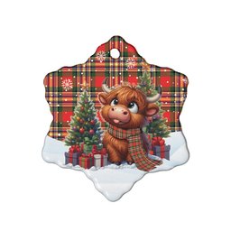 ScotsTee Shop Scottish MacGill Modern Clan Tartan Ceramic Ornament Cute Highland Cow Christmas