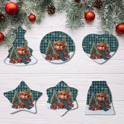 ScotsTee Shop Scottish Galbraith Ancient Clan Tartan Ceramic Ornament Cute Highland Cow Christmas