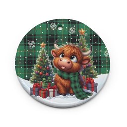 ScotsTee Shop Scottish MacArthur Ancient Clan Tartan Ceramic Ornament Cute Highland Cow Christmas