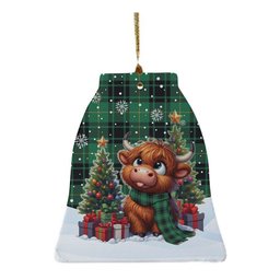 ScotsTee Shop Scottish MacArthur Ancient Clan Tartan Ceramic Ornament Cute Highland Cow Christmas