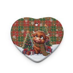 ScotsTee Shop Scottish Hay Ancient Clan Tartan Ceramic Ornament Cute Highland Cow Christmas