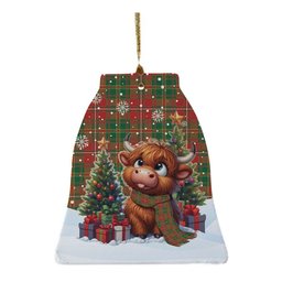 ScotsTee Shop Scottish Hay Ancient Clan Tartan Ceramic Ornament Cute Highland Cow Christmas