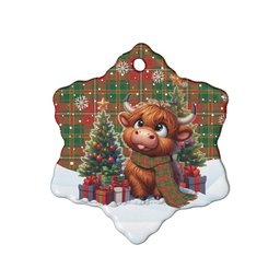 ScotsTee Shop Scottish Hay Ancient Clan Tartan Ceramic Ornament Cute Highland Cow Christmas