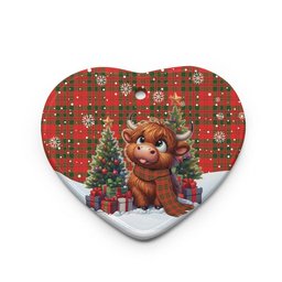 ScotsTee Shop Scottish Livingstone Modern Clan Tartan Ceramic Ornament Cute Highland Cow Christmas