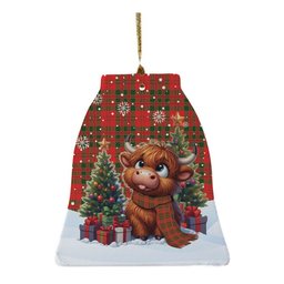 ScotsTee Shop Scottish Livingstone Modern Clan Tartan Ceramic Ornament Cute Highland Cow Christmas