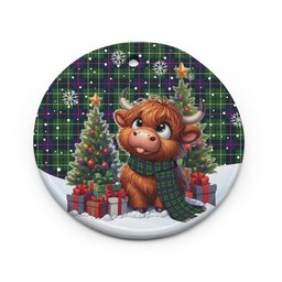 ScotsTee Shop Scottish Duncan Modern Clan Tartan Ceramic Ornament Cute Highland Cow Christmas