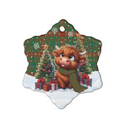 ScotsTee Shop Scottish Fulton Clan Tartan Ceramic Ornament Cute Highland Cow Christmas