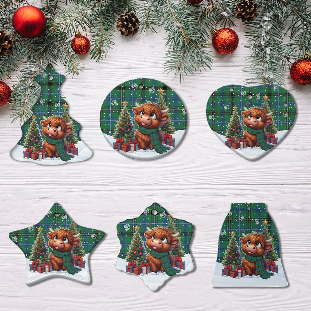 ScotsTee Shop Scottish Henderson Ancient Clan Tartan Ceramic Ornament Cute Highland Cow Christmas