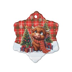 ScotsTee Shop Scottish Duke of Rothesay Modern Clan Tartan Ceramic Ornament Cute Highland Cow Christmas