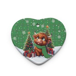 ScotsTee Shop Scottish Currie Clan Tartan Ceramic Ornament Cute Highland Cow Christmas