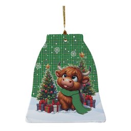 ScotsTee Shop Scottish Currie Clan Tartan Ceramic Ornament Cute Highland Cow Christmas