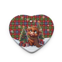 ScotsTee Shop Scottish Forrester Clan Tartan Ceramic Ornament Cute Highland Cow Christmas
