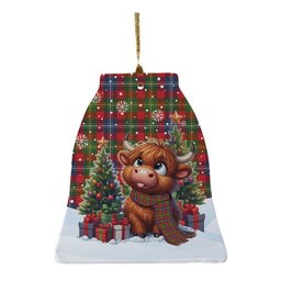 ScotsTee Shop Scottish Forrester Clan Tartan Ceramic Ornament Cute Highland Cow Christmas