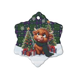 ScotsTee Shop Scottish Lockhart Modern Clan Tartan Ceramic Ornament Cute Highland Cow Christmas