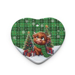 ScotsTee Shop Scottish Galloway District Clan Tartan Ceramic Ornament Cute Highland Cow Christmas