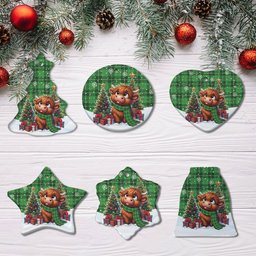 ScotsTee Shop Scottish Galloway District Clan Tartan Ceramic Ornament Cute Highland Cow Christmas