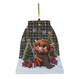 ScotsTee Shop Scottish Gordon Weathered Clan Tartan Ceramic Ornament Cute Highland Cow Christmas