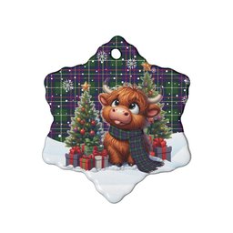ScotsTee Shop Scottish Inglis Modern Clan Tartan Ceramic Ornament Cute Highland Cow Christmas
