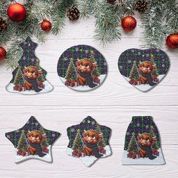 ScotsTee Shop Scottish Inglis Modern Clan Tartan Ceramic Ornament Cute Highland Cow Christmas