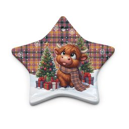 ScotsTee Shop Scottish Jacobite Clan Tartan Ceramic Ornament Cute Highland Cow Christmas