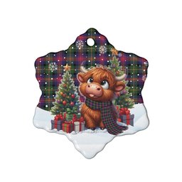 ScotsTee Shop Scottish Logan Modern Clan Tartan Ceramic Ornament Cute Highland Cow Christmas