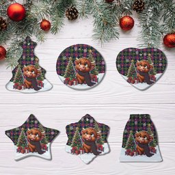 ScotsTee Shop Scottish Logan Modern Clan Tartan Ceramic Ornament Cute Highland Cow Christmas