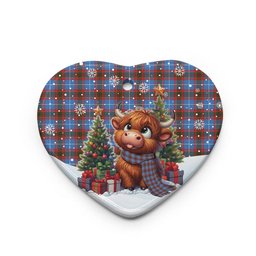 ScotsTee Shop Scottish Edinburgh District Clan Tartan Ceramic Ornament Cute Highland Cow Christmas
