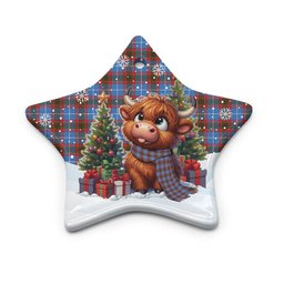 ScotsTee Shop Scottish Edinburgh District Clan Tartan Ceramic Ornament Cute Highland Cow Christmas
