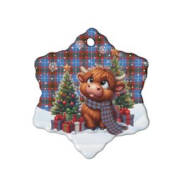 ScotsTee Shop Scottish Edinburgh District Clan Tartan Ceramic Ornament Cute Highland Cow Christmas