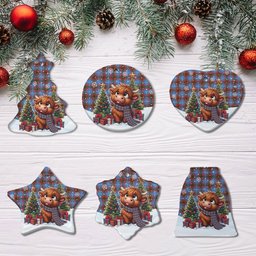 ScotsTee Shop Scottish Edinburgh District Clan Tartan Ceramic Ornament Cute Highland Cow Christmas