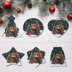 ScotsTee Shop Scottish Dundas Modern Clan Tartan Ceramic Ornament Cute Highland Cow Christmas
