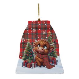 ScotsTee Shop Scottish MacBean Modern Clan Tartan Ceramic Ornament Cute Highland Cow Christmas