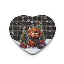 ScotsTee Shop Scottish Eternity Clan Tartan Ceramic Ornament Cute Highland Cow Christmas