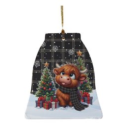 ScotsTee Shop Scottish Eternity Clan Tartan Ceramic Ornament Cute Highland Cow Christmas