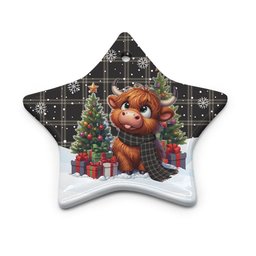 ScotsTee Shop Scottish Eternity Clan Tartan Ceramic Ornament Cute Highland Cow Christmas
