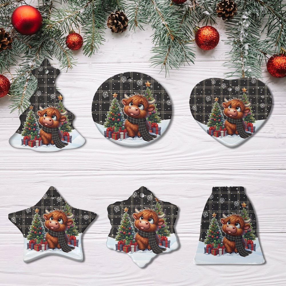 ScotsTee Shop Scottish Eternity Clan Tartan Ceramic Ornament Cute Highland Cow Christmas