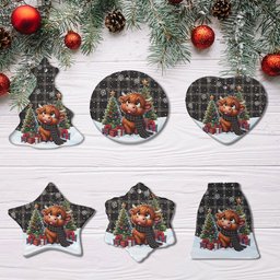 ScotsTee Shop Scottish Eternity Clan Tartan Ceramic Ornament Cute Highland Cow Christmas