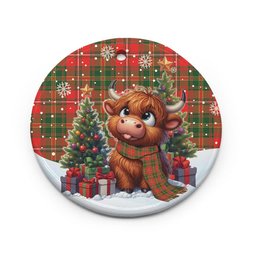 ScotsTee Shop Scottish Hay Modern Clan Tartan Ceramic Ornament Cute Highland Cow Christmas