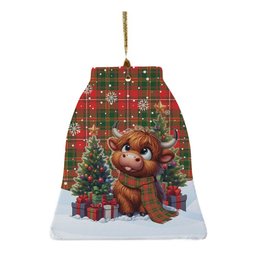 ScotsTee Shop Scottish Hay Modern Clan Tartan Ceramic Ornament Cute Highland Cow Christmas