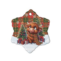 ScotsTee Shop Scottish Hay Modern Clan Tartan Ceramic Ornament Cute Highland Cow Christmas