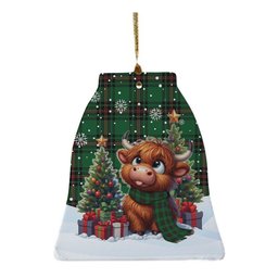 ScotsTee Shop Scottish Fife District Clan Tartan Ceramic Ornament Cute Highland Cow Christmas