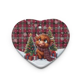 ScotsTee Shop Scottish Little Clan Tartan Ceramic Ornament Cute Highland Cow Christmas