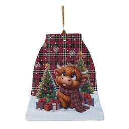 ScotsTee Shop Scottish Little Clan Tartan Ceramic Ornament Cute Highland Cow Christmas