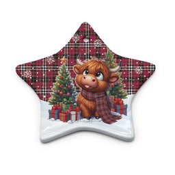 ScotsTee Shop Scottish Little Clan Tartan Ceramic Ornament Cute Highland Cow Christmas