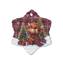 ScotsTee Shop Scottish Little Clan Tartan Ceramic Ornament Cute Highland Cow Christmas