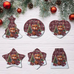 ScotsTee Shop Scottish Little Clan Tartan Ceramic Ornament Cute Highland Cow Christmas