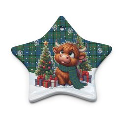 ScotsTee Shop Scottish Lauder Clan Tartan Ceramic Ornament Cute Highland Cow Christmas